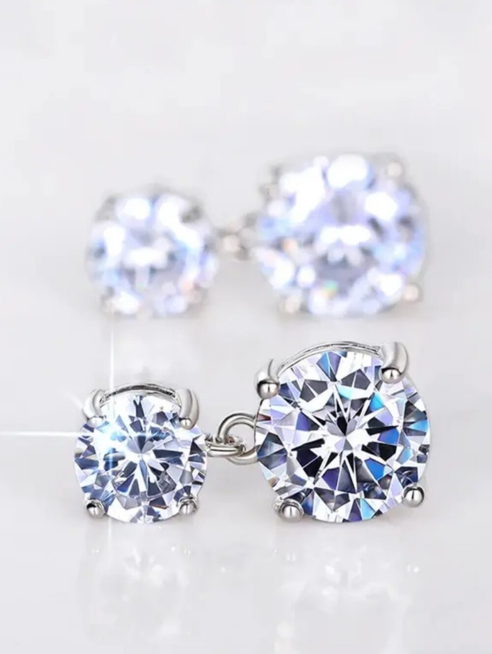 White Rhodium Drop Quartz Earrings - Picture 3 of 3